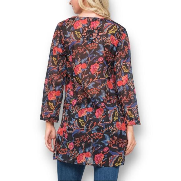RAJ L.A Women’s Floral Printed Embroidered Tunic in the Size Medium in Black - Picture 4 of 8
